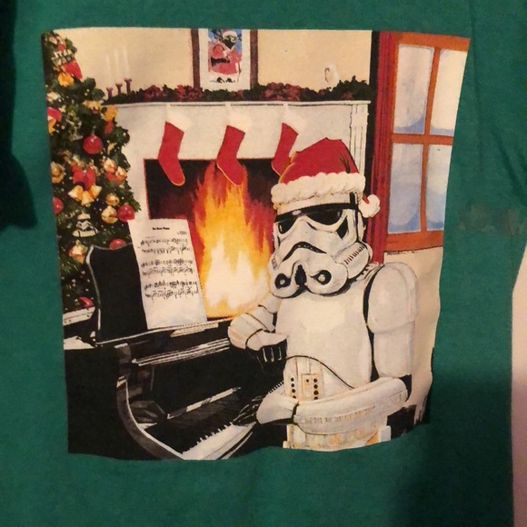 Star Wars Storm Trooper Christmas Theme Green Graphic T-Shirt Boys Large L - Picture 3 of 12